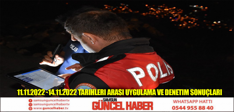 11.11.2022 günü saat 08:00 ile 14.11.2022 günü saat 08.00 tarihleri arasında Narkotik Suçlarla Mücadele Şube Müdürlüğü, Asayiş Şube Müdürlüğü, Hassas Bölgeleri Koruma Şube Müdürlüğü, Trafik Denetleme Şube Müdürlüğü, Bölge Tra