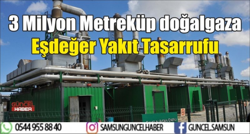 3 Milyon Metreküp doğalgaza Eşdeğer Yakıt Tasarrufu 