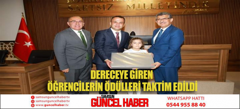 DERECEYE GİREN ÖĞRENCİLERİN ÖDÜLLERİ TAKTİM EDİLDİ