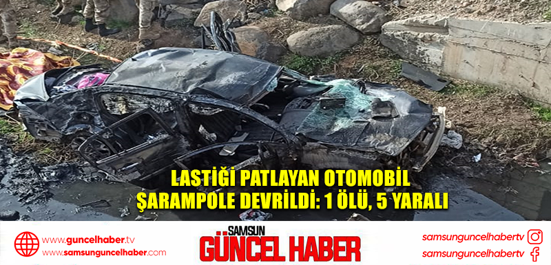 Lastiği patlayan otomobil şarampole devrildi: 1 ölü, 5 yaralı