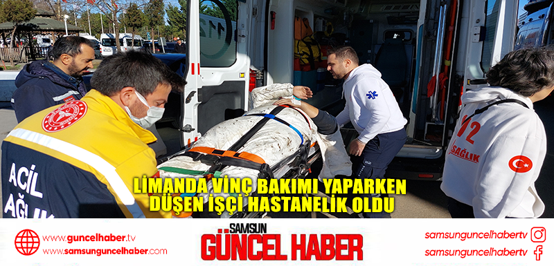 Limanda vinç bakımı yaparken düşen işçi hastanelik oldu