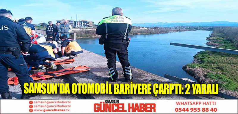 Samsun'da Otomobil bariyere çarptı: 2 yaralı