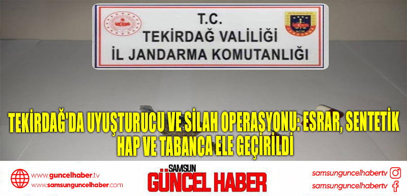 Tekirdağ'da uyuşturucu ve silah operasyonu: Esrar, sentetik hap ve tabanca ele geçirildi