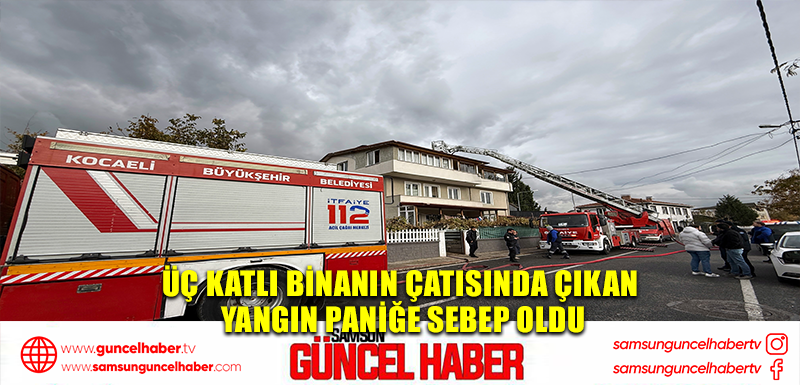 Üç katlı binanın çatısında çıkan yangın paniğe sebep oldu