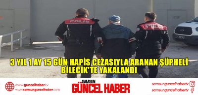 3 yıl 1 ay 15 gün hapis cezasıyla aranan şüpheli Bilecik'te yakalandı