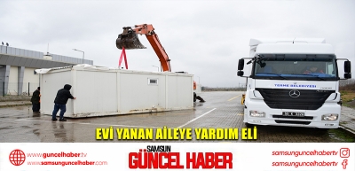 Evi yanan aileye yardım eli