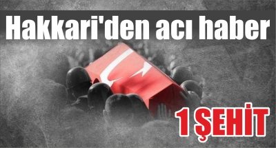 Hakkari'den acı haber: 1 şehit 