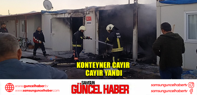  Konteyner cayır cayır yandı