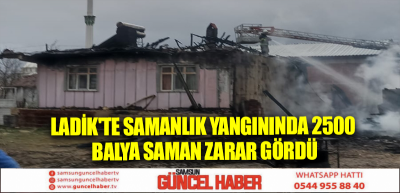 Ladik'te samanlık yangınında 2500 balya saman zarar gördü