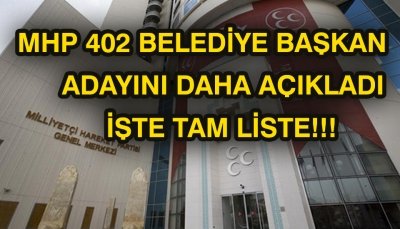 MHP 402 BELEDİYE BAŞKAN ADAYINI DAHA AÇIKLADI İŞTE TAM LİSTE!!!