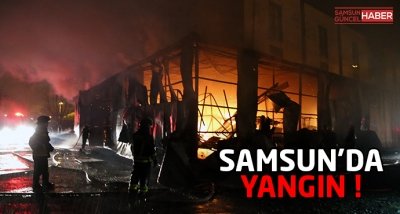 Samsun'da mobilya deposunda yangın