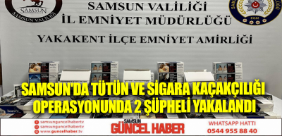 Samsun'da tütün ve sigara kaçakçılığı operasyonunda 2 şüpheli yakalandı