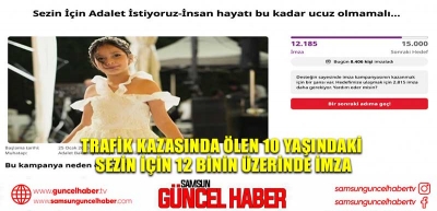 Trafik kazasında ölen 10 yaşındaki Sezin için 12 binin üzerinde imza